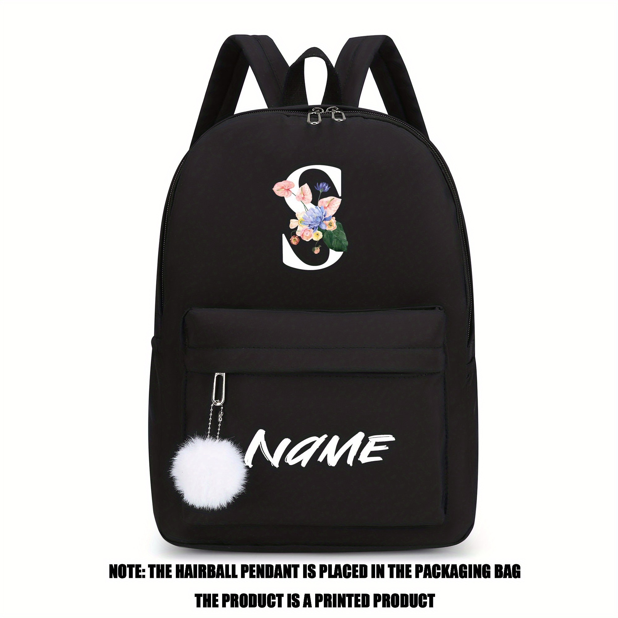 TEMU Customizable Item / 1pc / Personalize , 26-letter Print, Colorful Backpack, Customize , Dual Shoulder Bag With Side Pockets For Bottles And