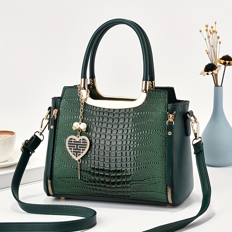 

Elegant Women's Handbag, Versatile Shoulder & Crossbody Bag, Fashionable Crocodile Pattern Purse