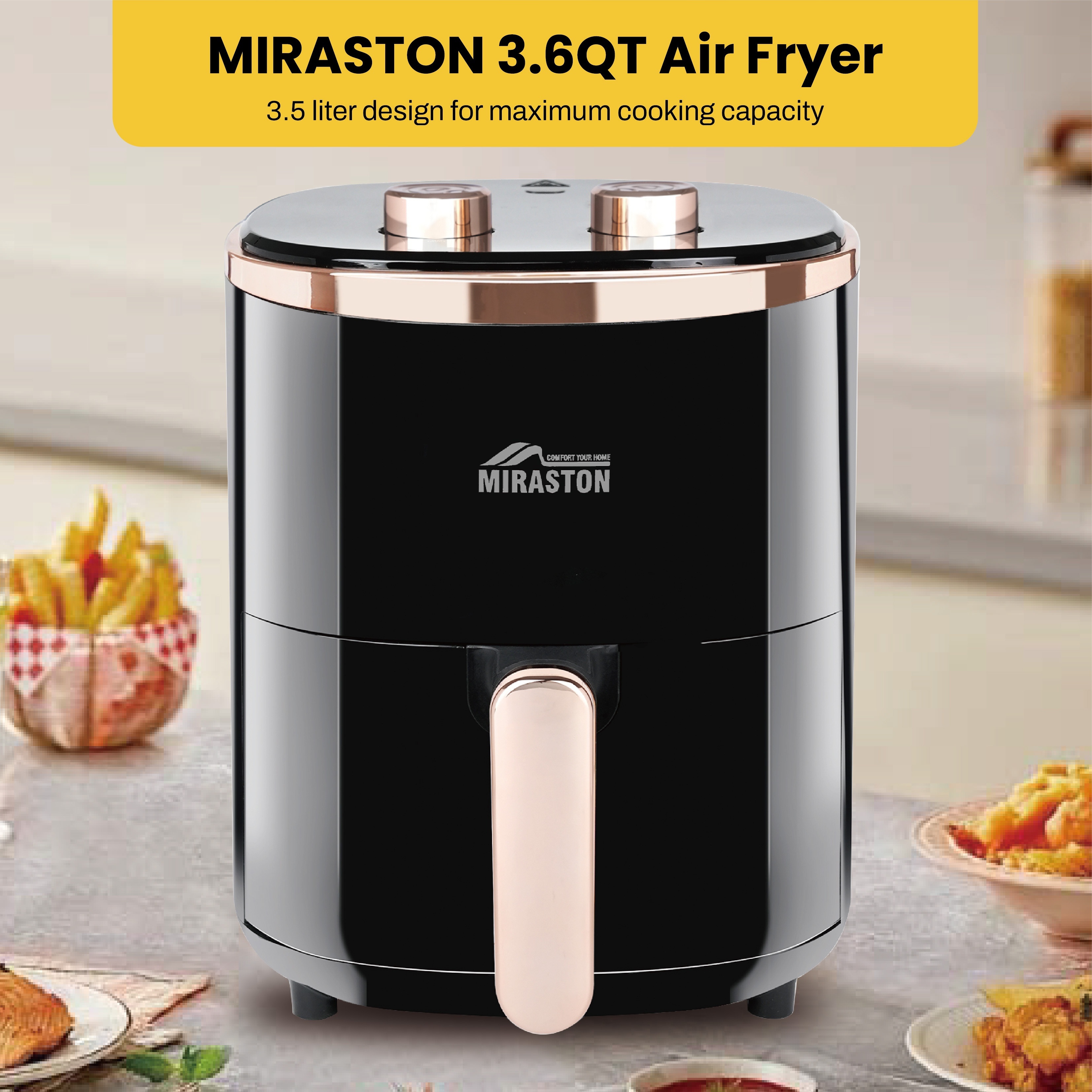 

Air Fryer 3.6 Qt, Manual Control Mechanical Knob Air Fryers, Small Yet Surprisingly Large Capacity, Oilless Cooking For , White