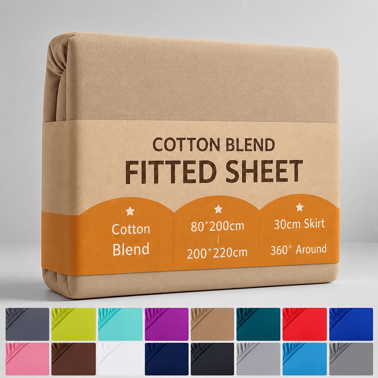 1pc Bamboo Cotton Fitted Sheet, Fitted Sheet, Skin-friendly Sheets, Breathable Moisture-wicking Bedding, 30cm Deep Pocket 360 Elastic Non-slip Mattress Cover, Machine Washable, Fits All Bed Types