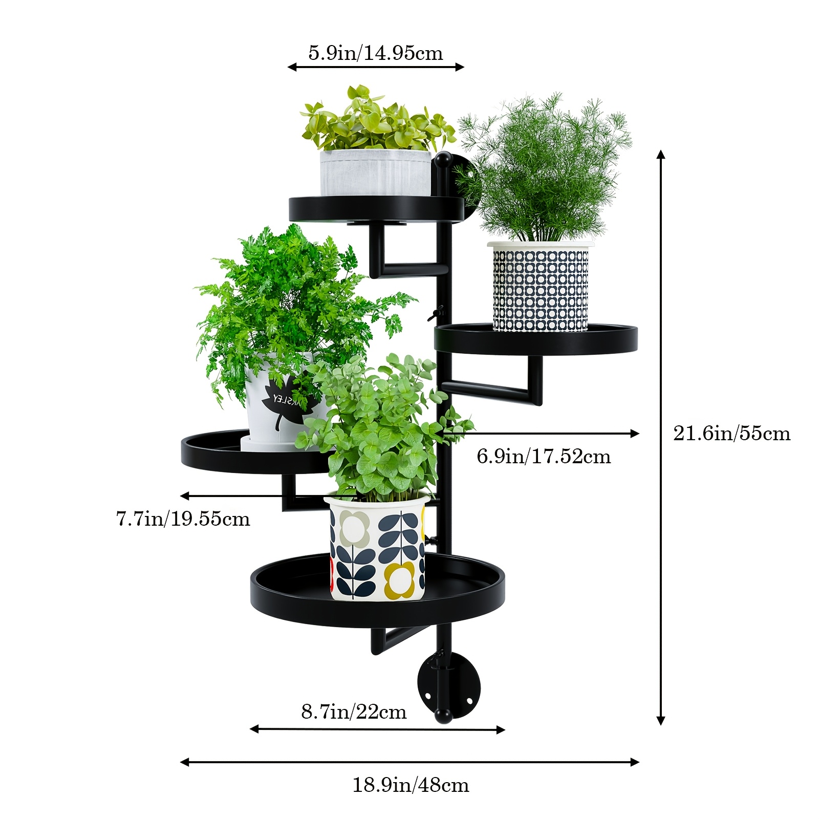 TEMU Wall Mounted Rotating Plant Rack, Rotatable Flowerpot Rack, Black Metal Plant Rack, 180 ° Rotating Design, Space Saving Indoor Plant Rack
