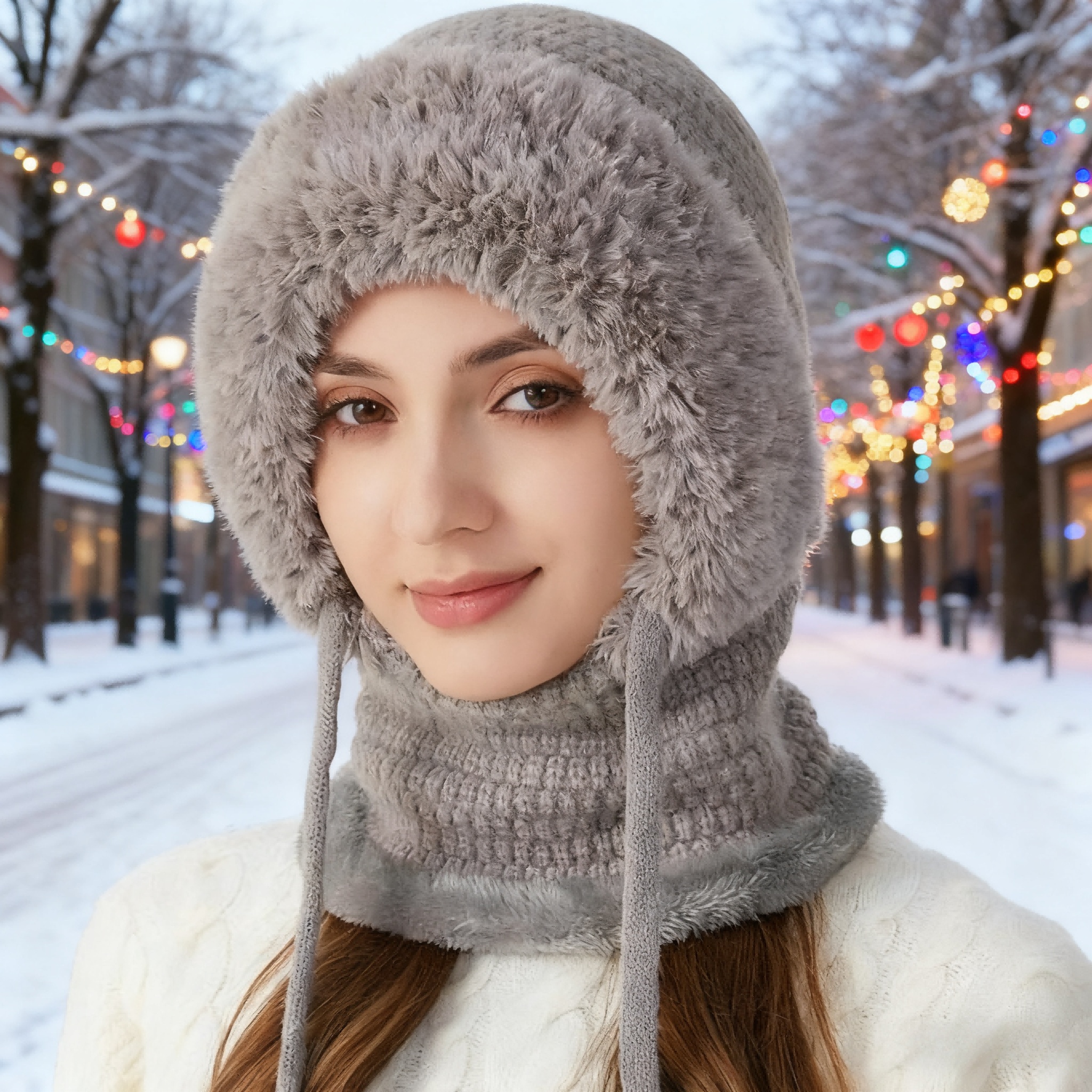 Winter -one Inner Liner Cap And Neck Gaiter - Windproof And Warm Scarf -piece Hat, Adjustable Drawstring, Suitable For Cycling, Hiking, Outdoor Activities - Ideal Gift For Women, Hiking Accessory