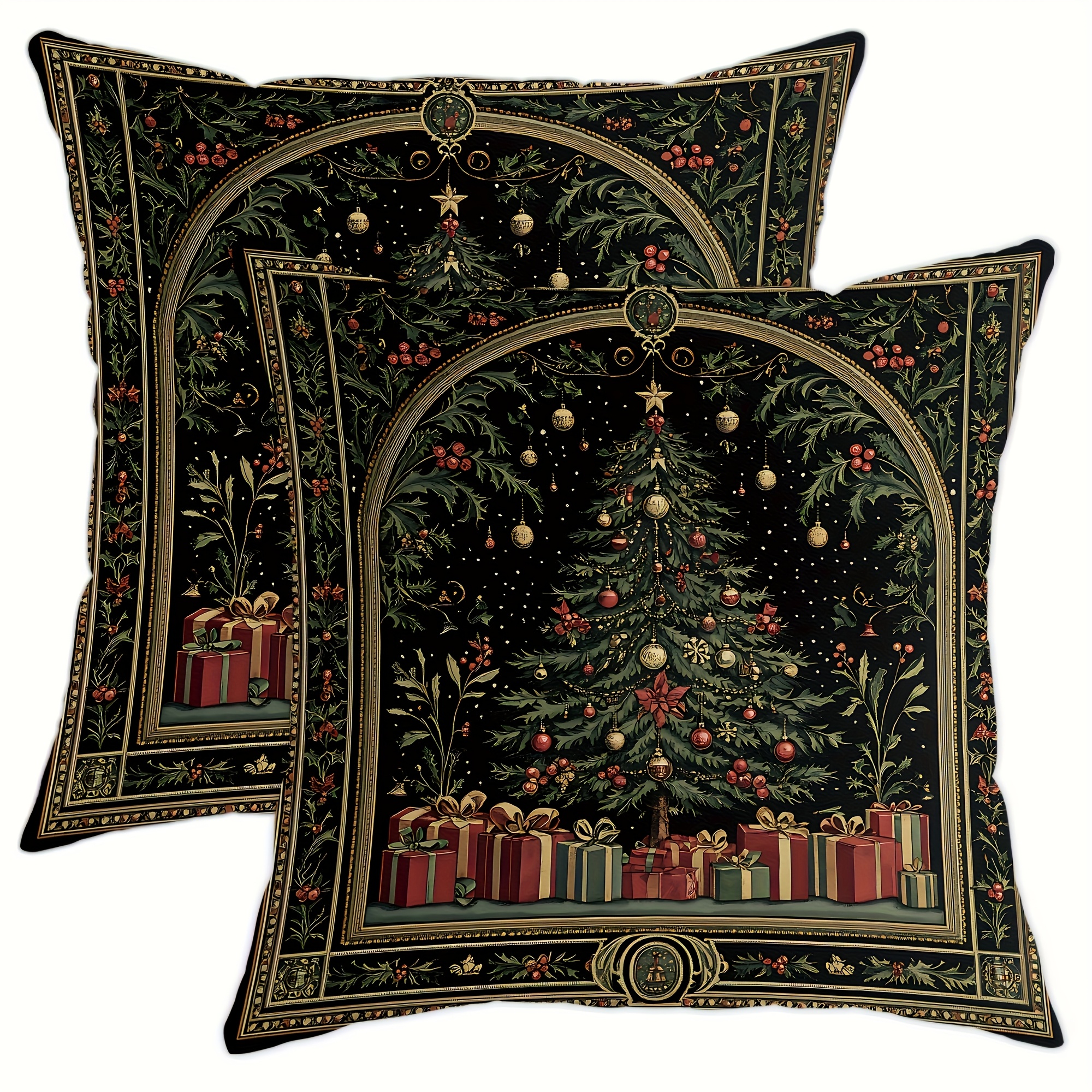 

Set Of 2 Christmas Tree And , Contemporary , 18x18 , Washable, , , Not Included For Decor