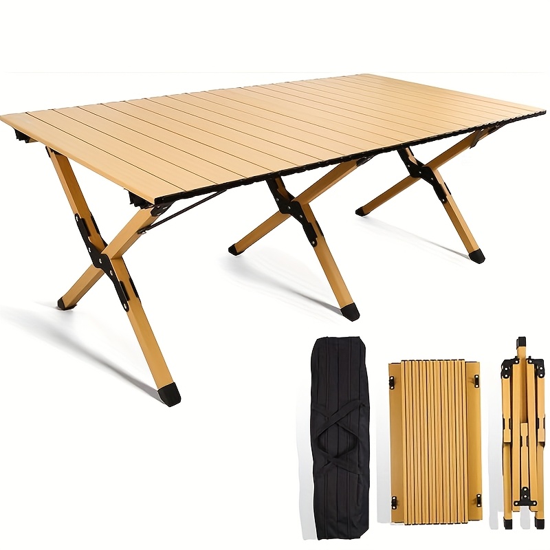 1pc outdoor foldable camping table a lightweight rollable portable camping table with storage bags suitable for outdoor use   picnics backyards barbecues and parties