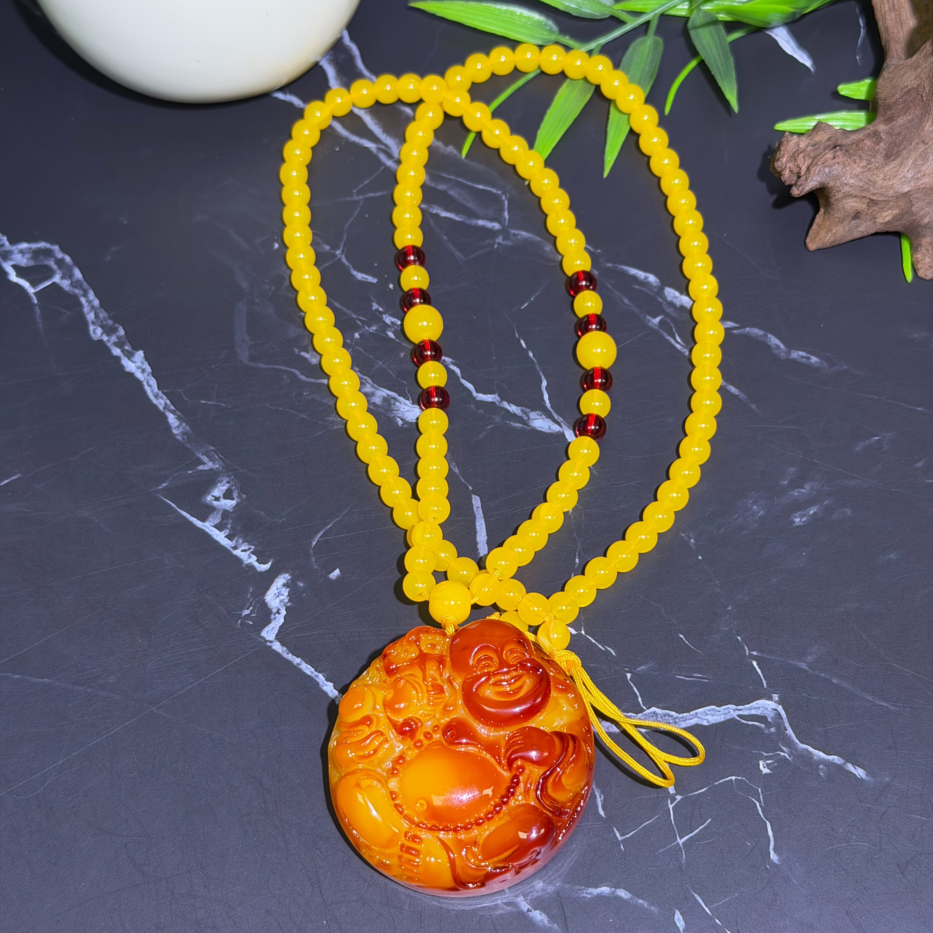 Amber Beeswax Pendant Necklace, Stylish and Elegant