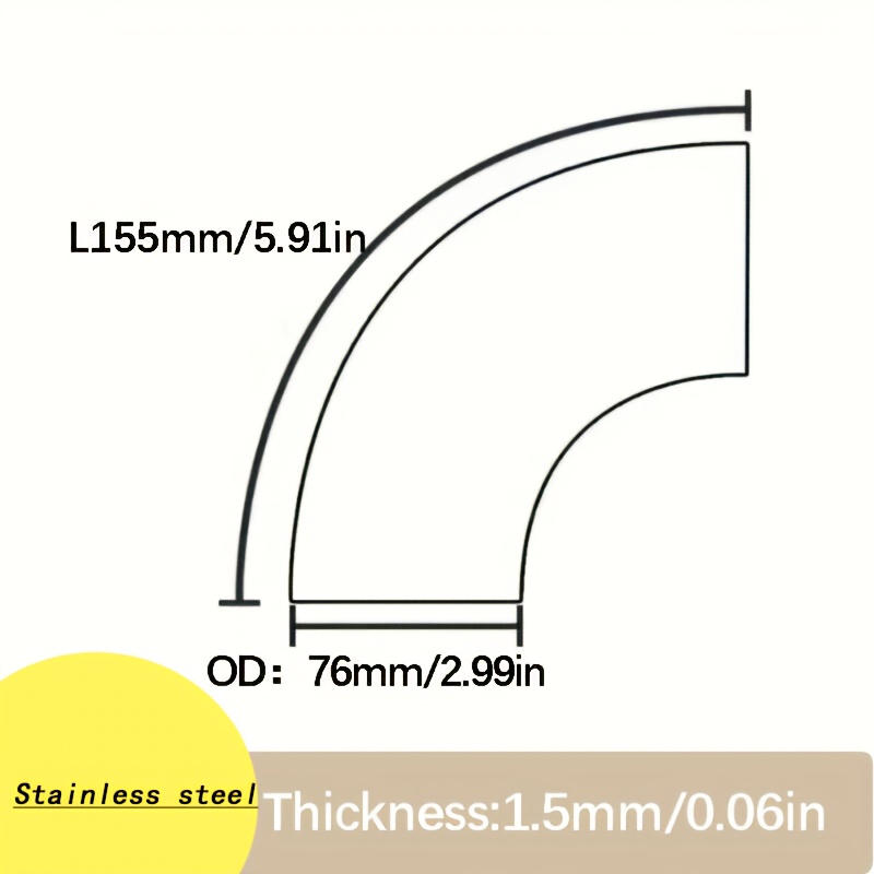 TEMU 90-degree Stainless Steel Elbow Connector, Exhaust Pipe 90-degree Bend Extension, Suitable For Vehicle Modifications, High-temperature Resistant