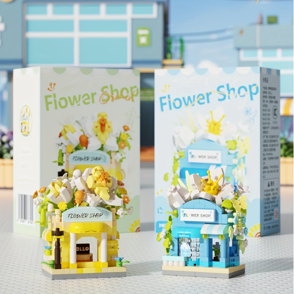 Building Block Street Corner Flower Shop Desktop Decoration