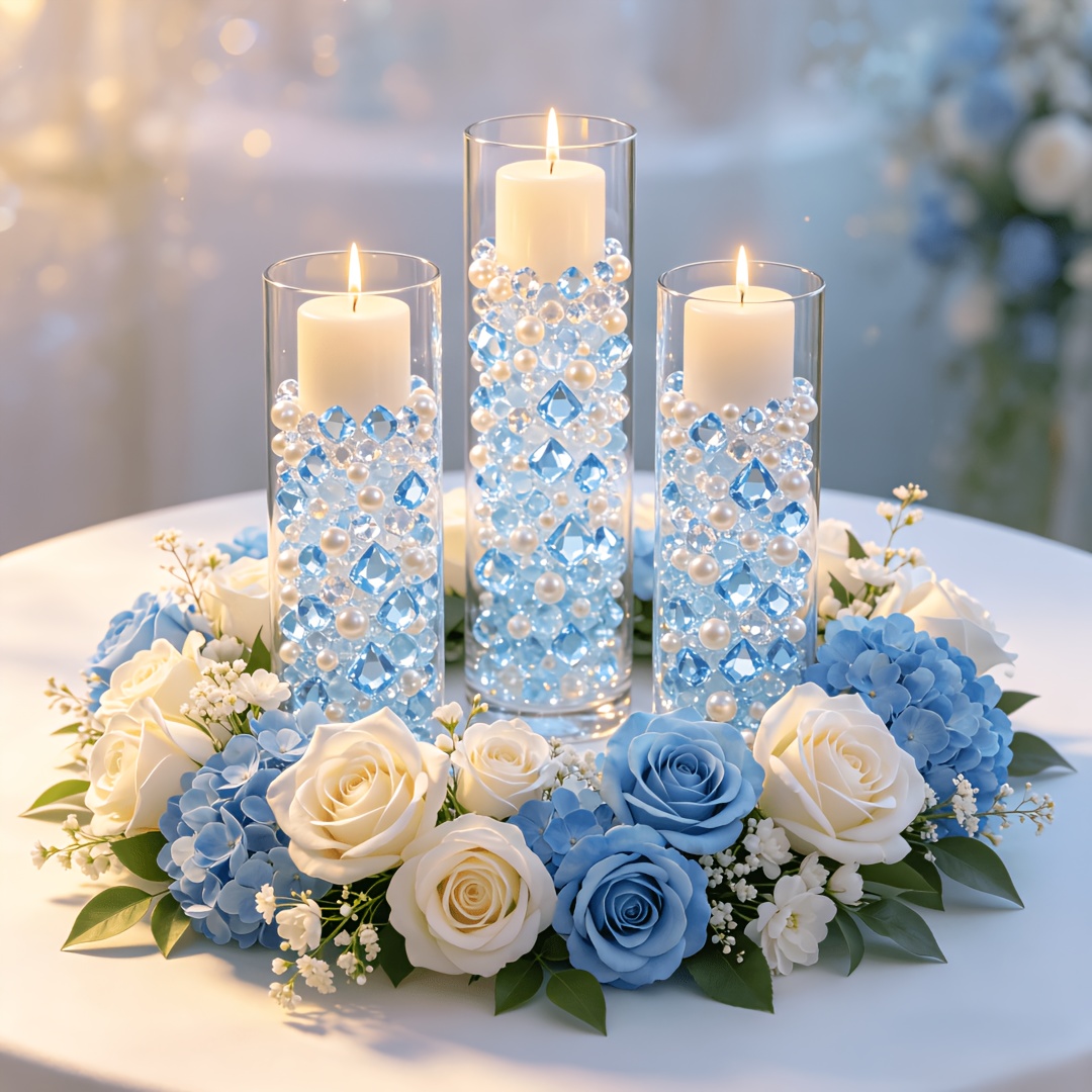 TEMU 1760 Perle Finte e Diamanti Blu, Finte, Riempitivi per Vasi, Centrotavola per Vasi, Perline Decorative per Centrotavola, Decorazioni per Tavoli
