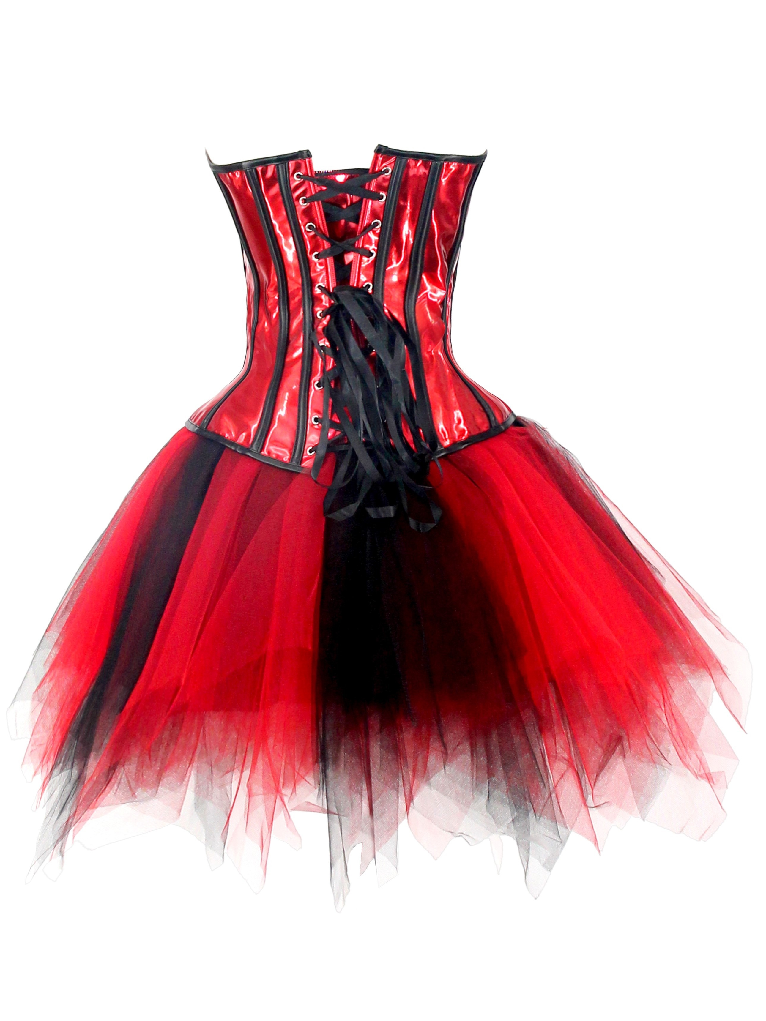 Graceart Surjupe Bouffante Tulle Steampunk Noir - Jupe Volumée Avec Ceinture à Nouer Cosplay