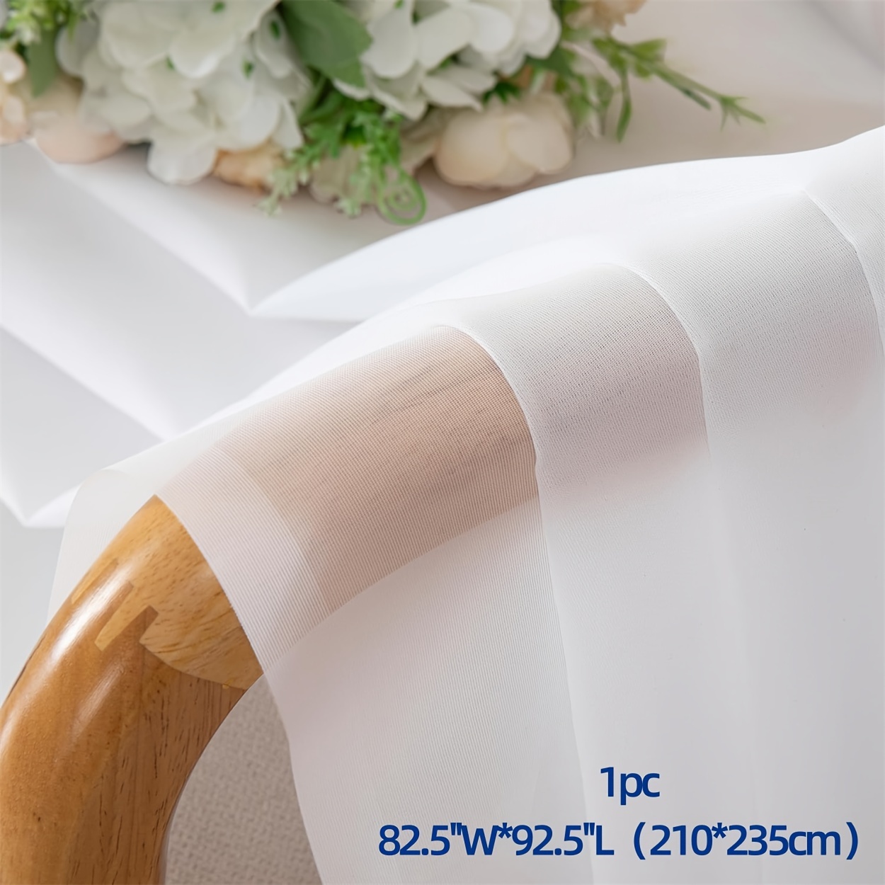 Image of 1pc Big-size White Sheer Curtain, 110in Width Rod Pocket Window Drapes For Living Room And Bedroom Office Home Decoration