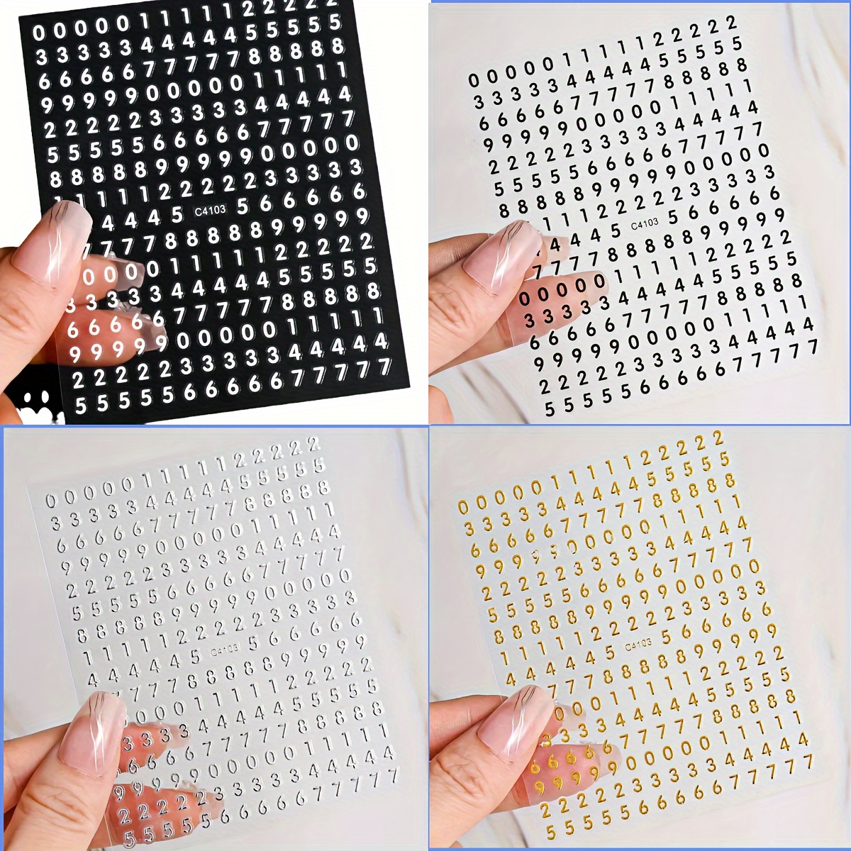 Image of Minimalist Hot Foil Number Nail Stickers