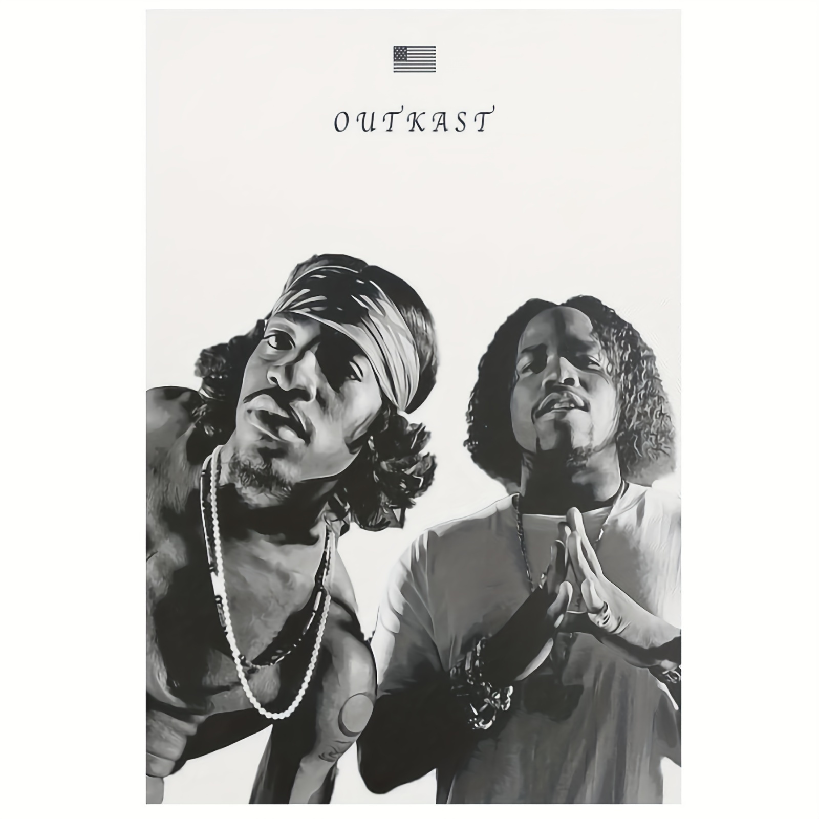 

-inspired Canvas Wall Art, 1pc Frameless Hip-hop Duo Poster, Classic Black And White Music Decor For Bedroom, Living Room, Studio, 12x18 Inch Canvas Print