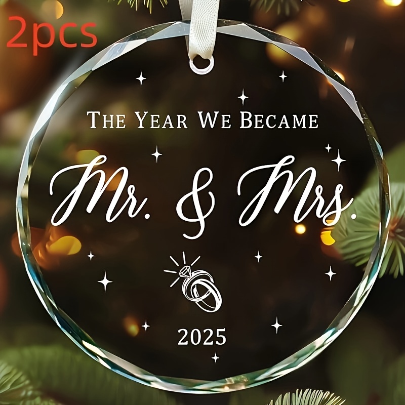 

2pcs Classic Acrylic 2025 Ornaments, No Electricity Required, Featherless, For Home & Outdoor Garden Decor, Wedding Celebration|decorative Hanging|, Wedding Decorations