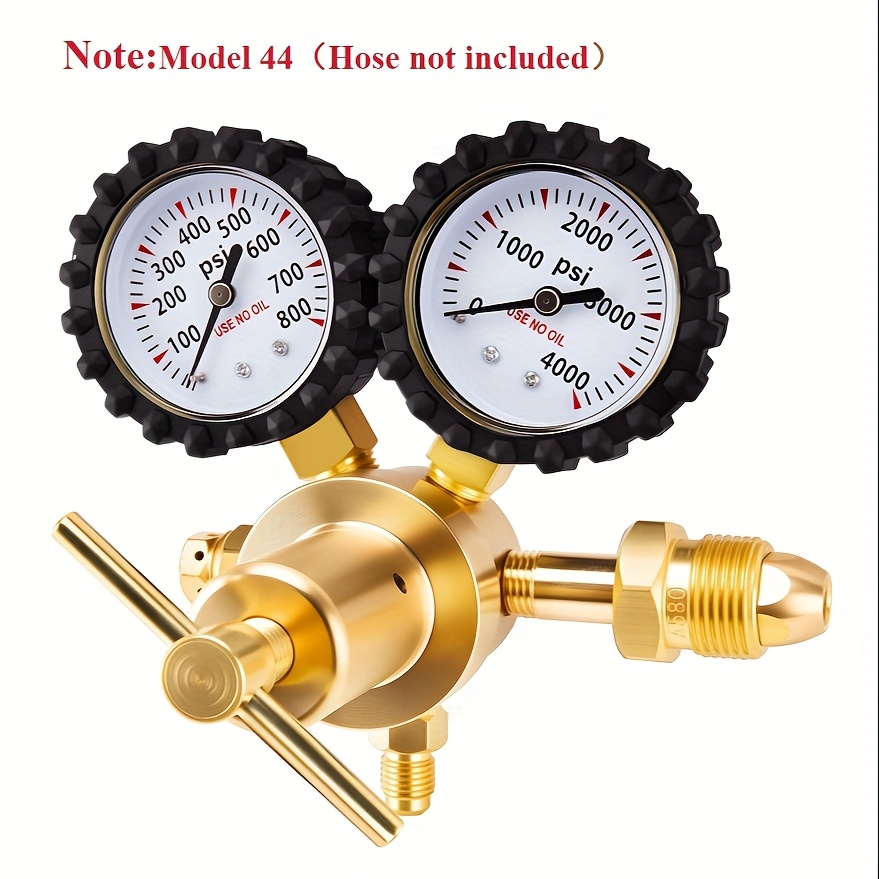 TEMU Regolatore di e Elio ad Resistenza CGA580, da 0-800PSI, Corpo in Ottone Completo con Indicatore PSI/Bar, Uscita da 1/4" per Sistemi HVAC,
