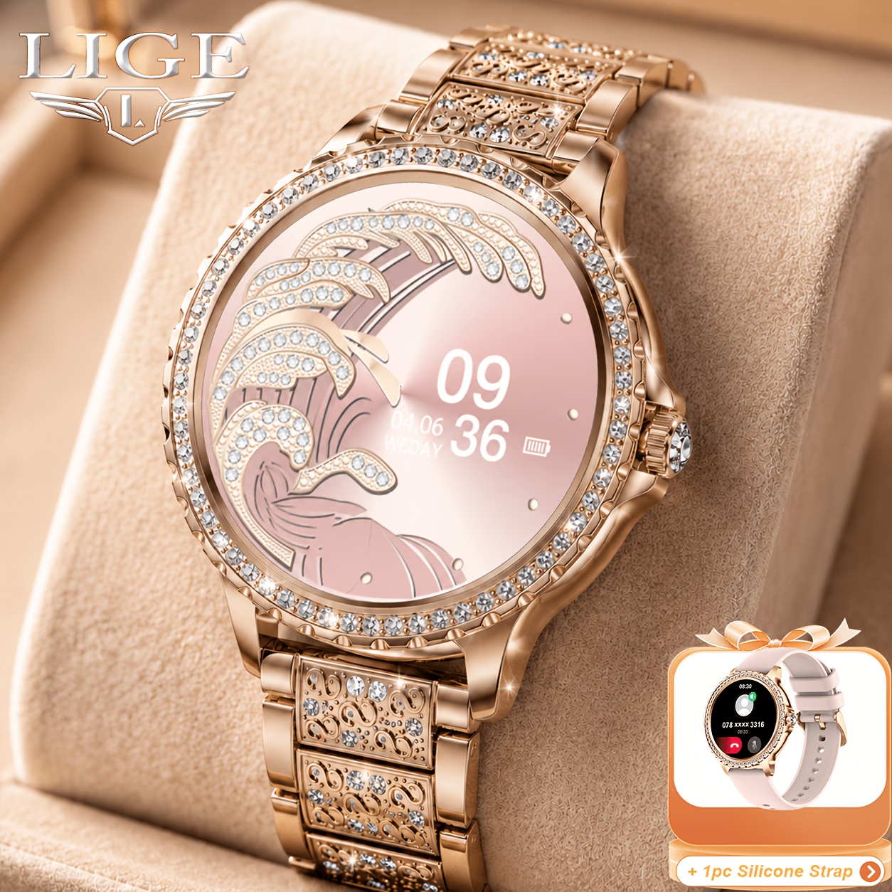 Image of Lige Smart Watch For Women, Wireless Calling, 1.32-inch Hd Screen, Watch With Camera And Music Control, , 100 , Sleep Monitoring, , Smartwatch For Iphone And Phones