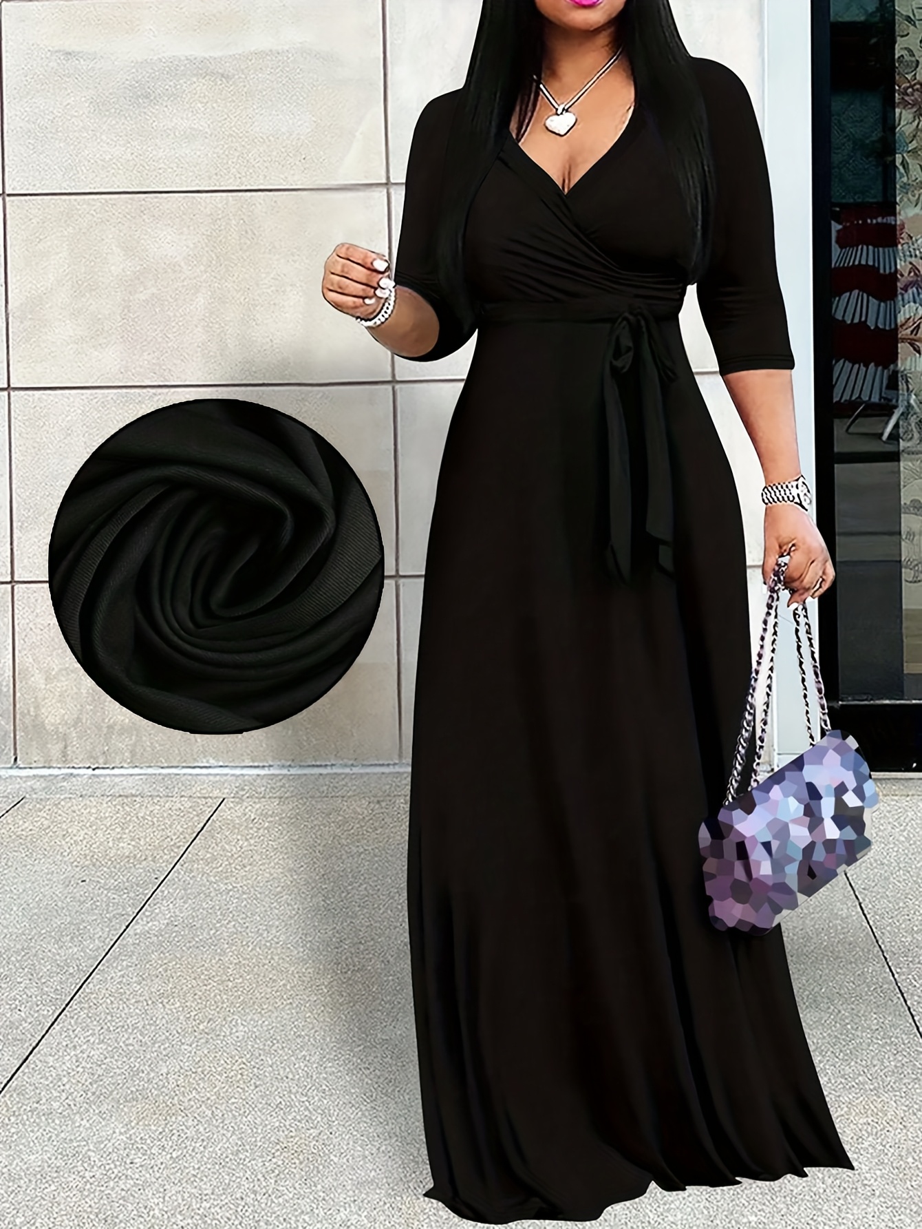 Elegant Plus Size Party Dresses V-Neck A-* Trendy Plus Size Maxi  Dresses Curve-Friendly Breathable, Affordable Plus Size Summer Dre