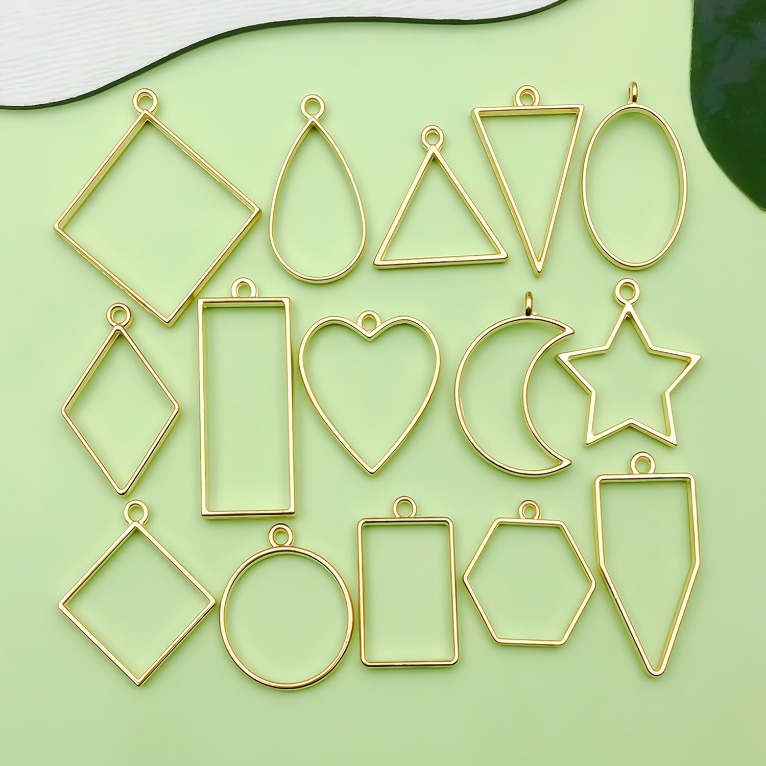 TEMU 15pcs Open Bezel Pendants Charms Hollow Frame Pendants Resin Craft Bezels Jewelry Molds For Resin Casting, For Diy Necklaces Earrings Making