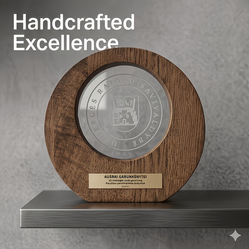 TEMU Personalized Engraved Wooden Trophy With Custom Name/logo/text & Acrylic Insert - Suitable For, Christmas,, Day Awards, Corporate Events,