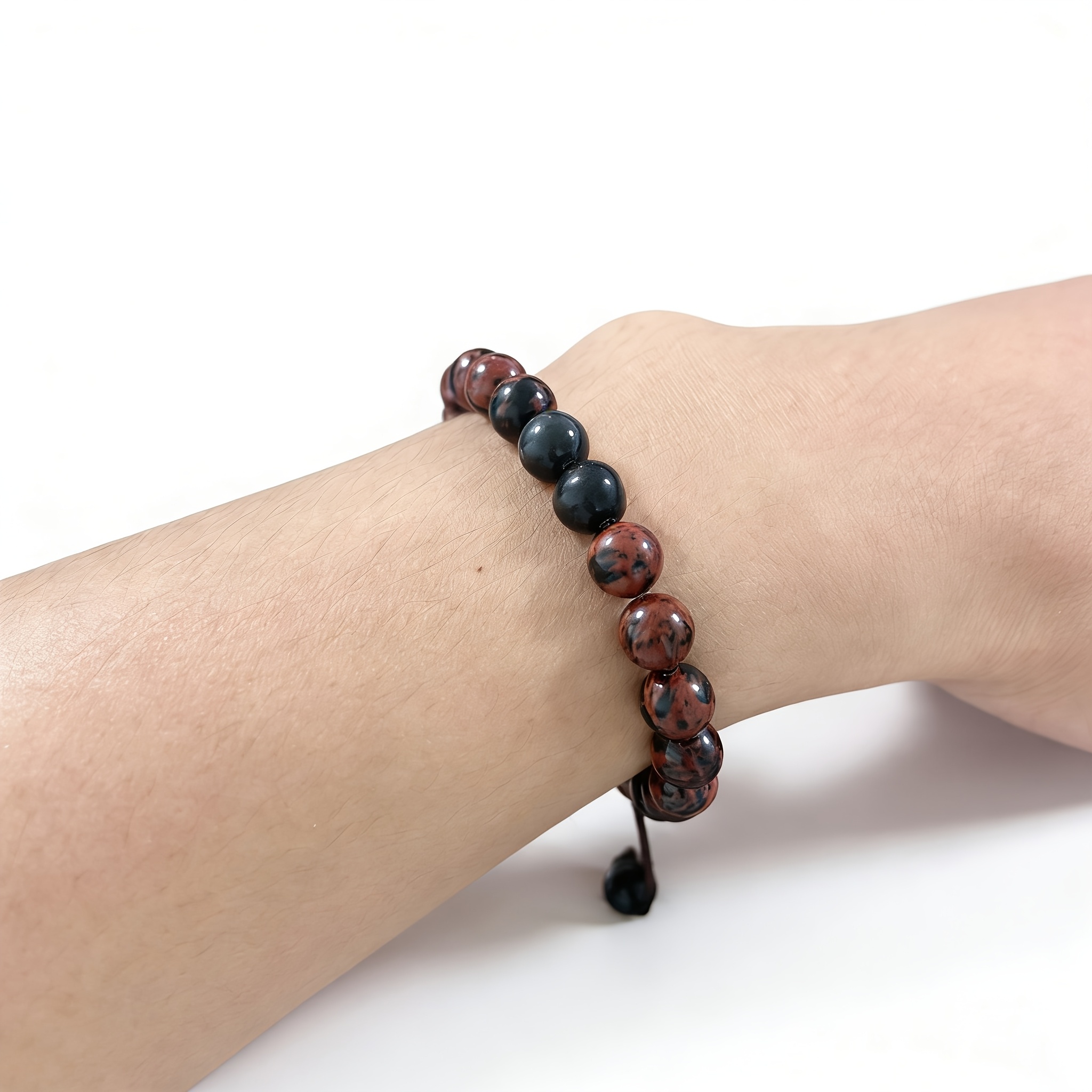 Golden Swan Stone Adjustable Bracelet, Natural Woven Style