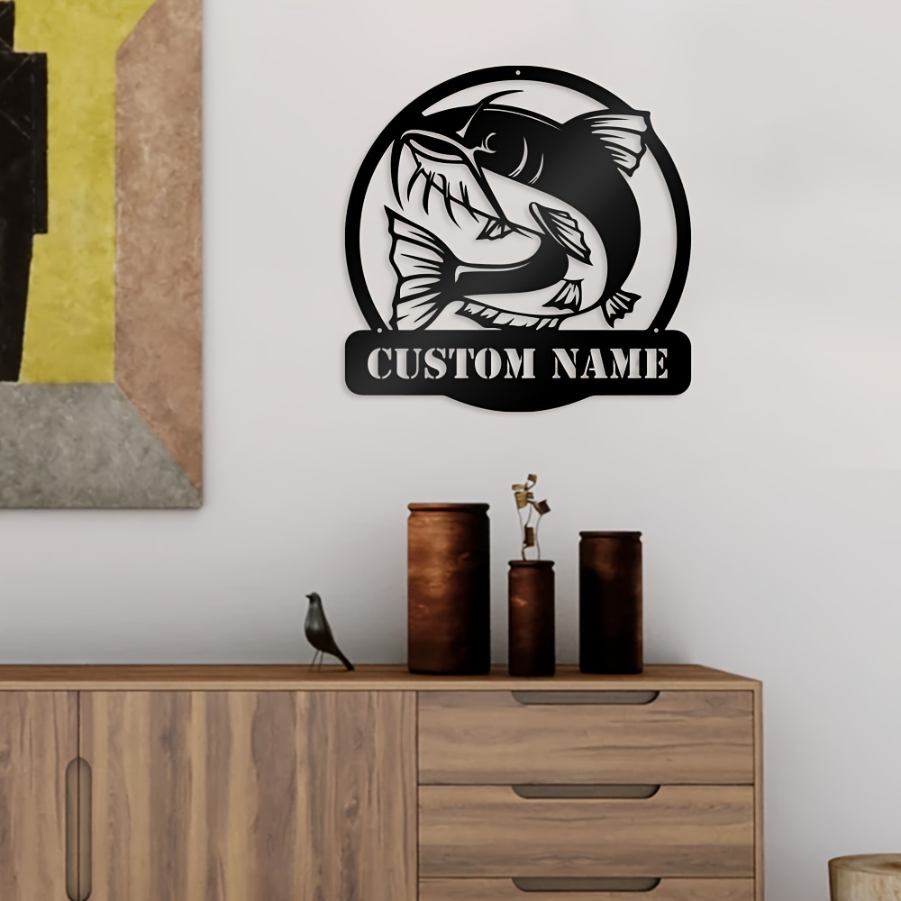 

(custom) 1pc Custom Catfish Metal Wall Art, Personalized Catfish Name Sign Decoration For Room, Catfish Metal Led Decor, Custom Catfish