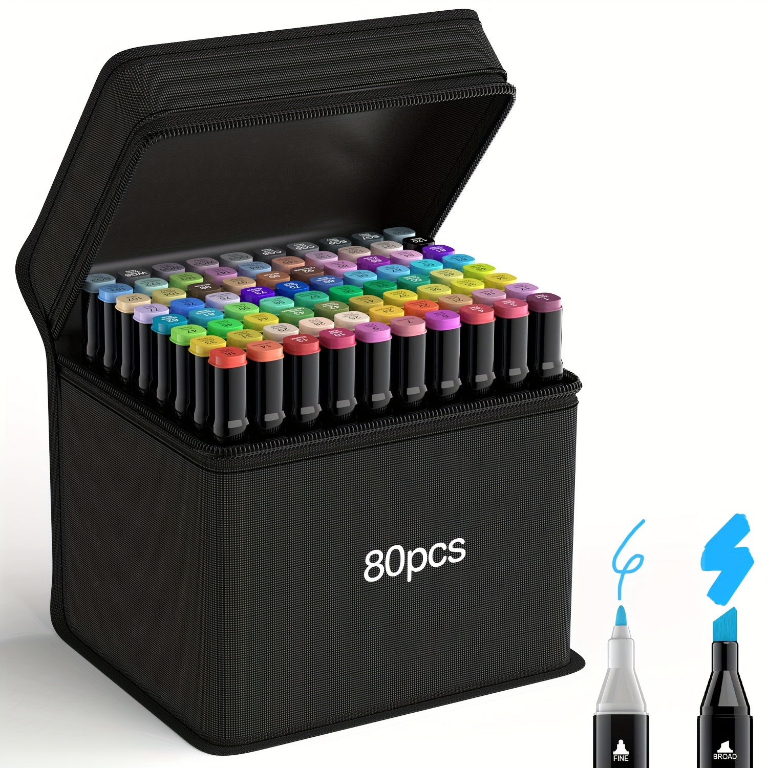 

80-color Marker Set, Paintable Markers On Both Ends, Used For Drawing Permanent Sketch Markers, Coloring Pens