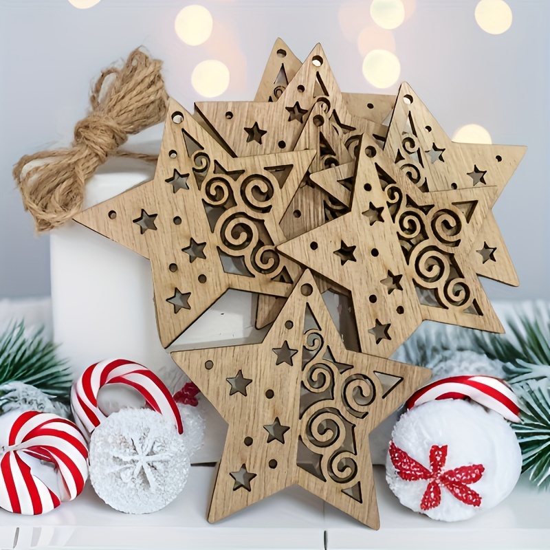 

10pcs Wooden Christmas Ornaments Cut-out And - For & Diy Crafts, For Birthdays, Anniversaries, Weddings