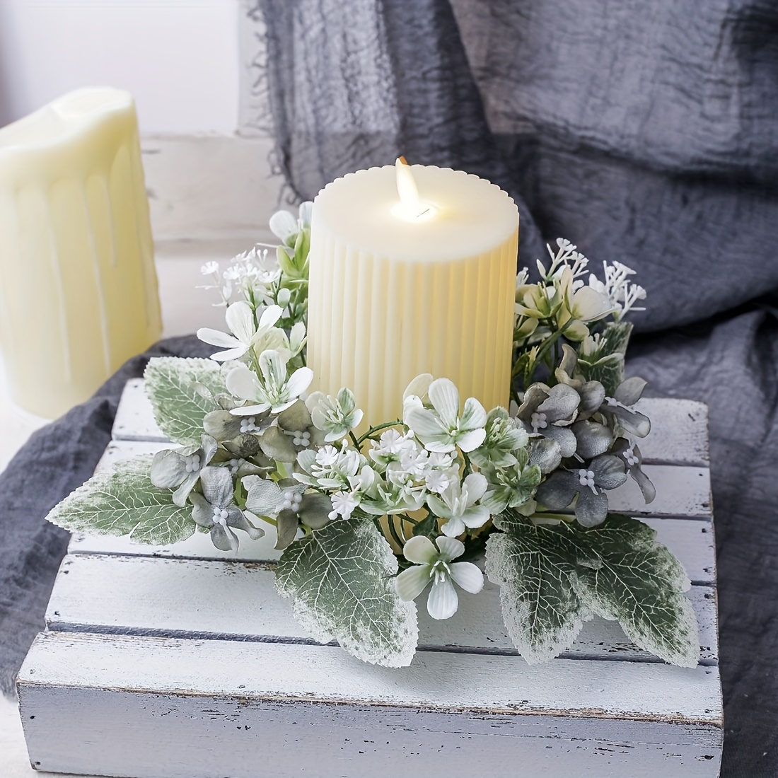 elegant artificial flower candle rings scented wreath Temu Canada