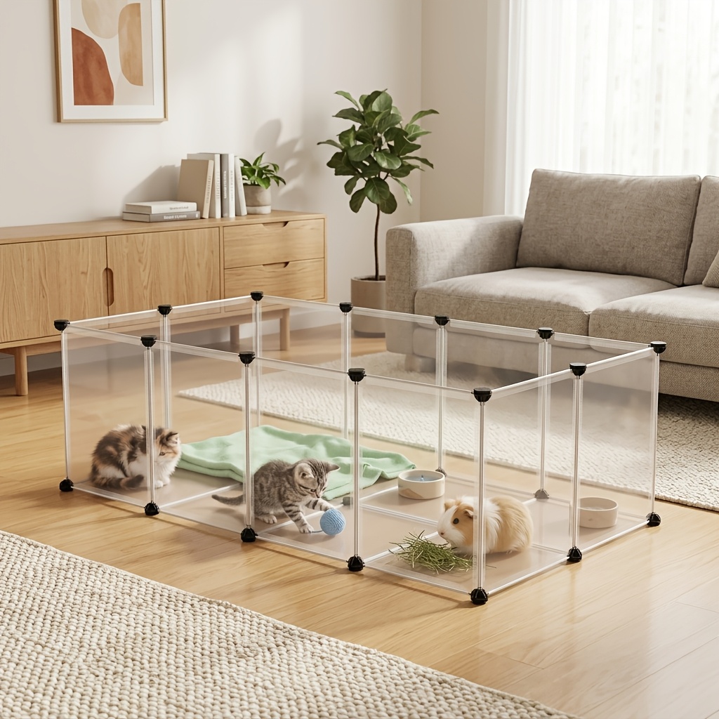 TEMU Parc pour animaux de compagnie, Clôture d'intérieur pour animaux, Enclos pour animaux avec sol, Parc d'exercice pour animaux avec panneaux