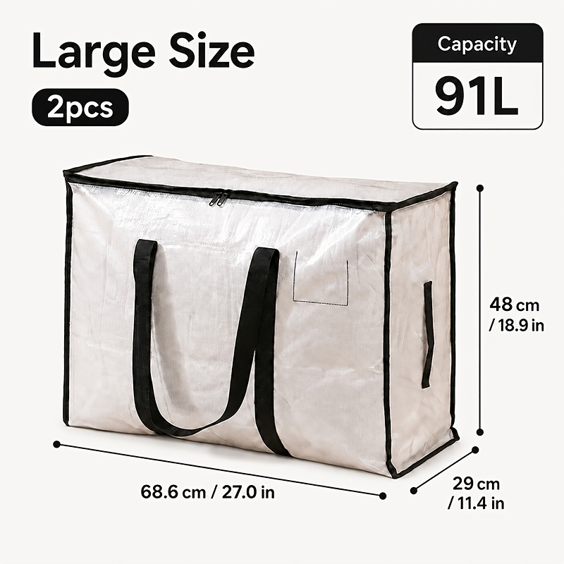 TEMU Heavy-duty Storage Box, Moving Bag With Zippered Storage Bag, Reinforced Handles And Labels - Foldable Supplies For Moving, Storage, And Travel,