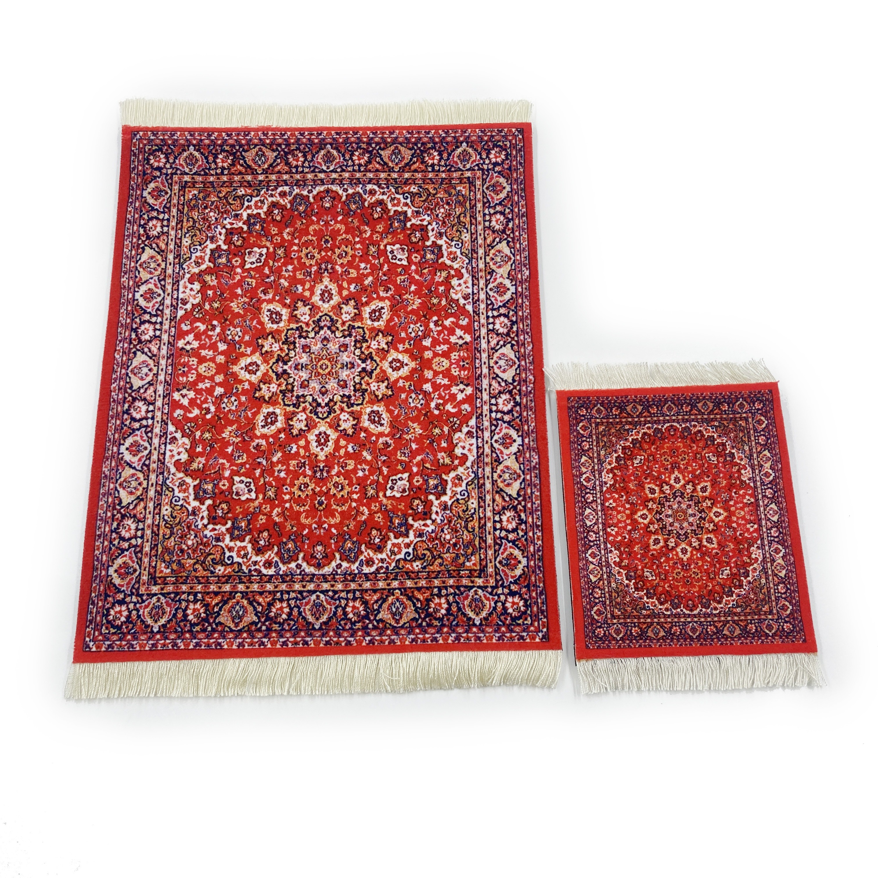 

Bohemian Style Carpet Mouse Pad & Coaster Set - 2 Piece, Rubber Non-slip Rectangle Desk Mat Combo For Elegant Office Decor, Computer Accessory Gift Set