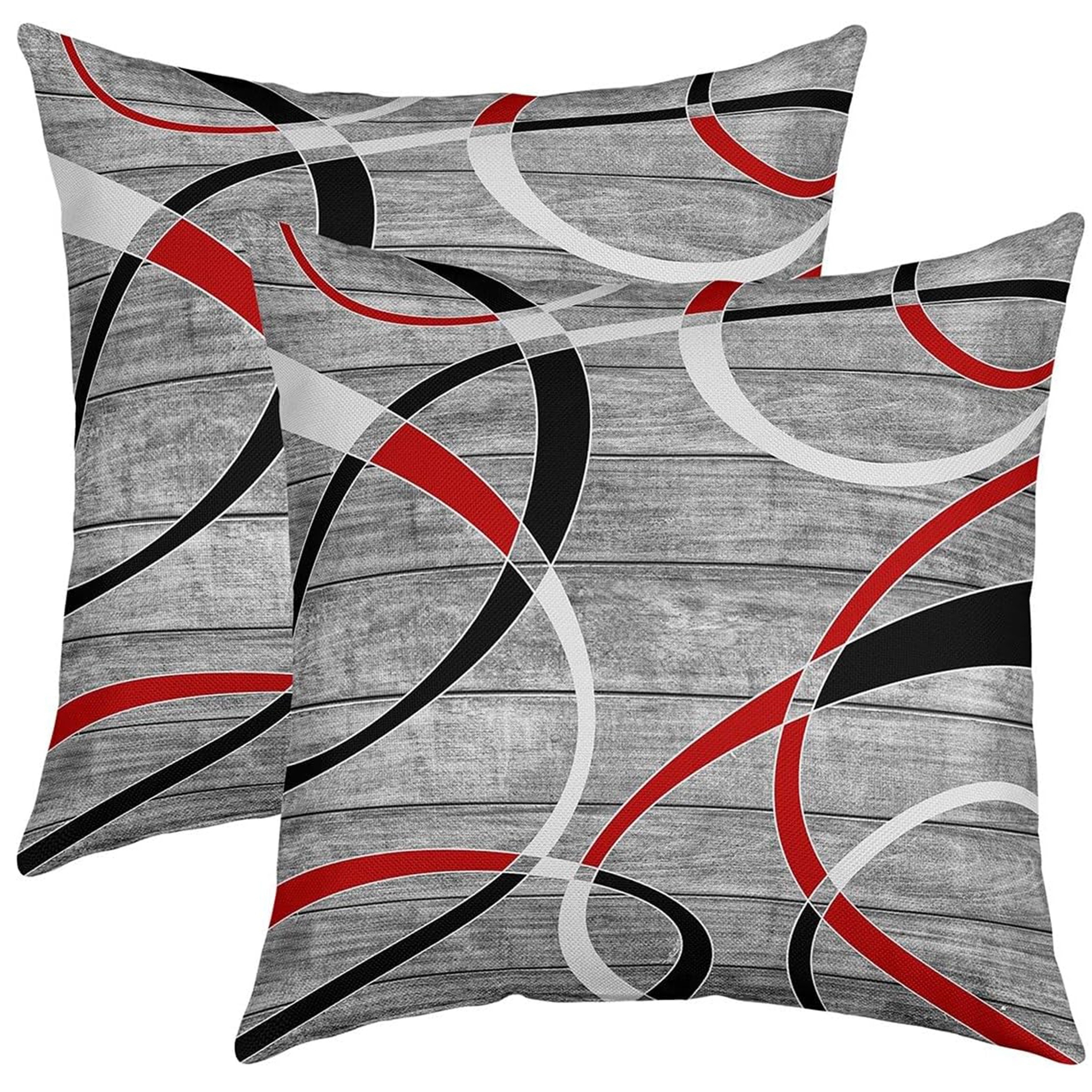 

Set Of 2 Contemporary Throw Pillow Covers, Soft Geometric Design, Machine Washable Zippered Cushion Cases For Room Types, Vintage Wood Grain Single-sided Print, Polyester