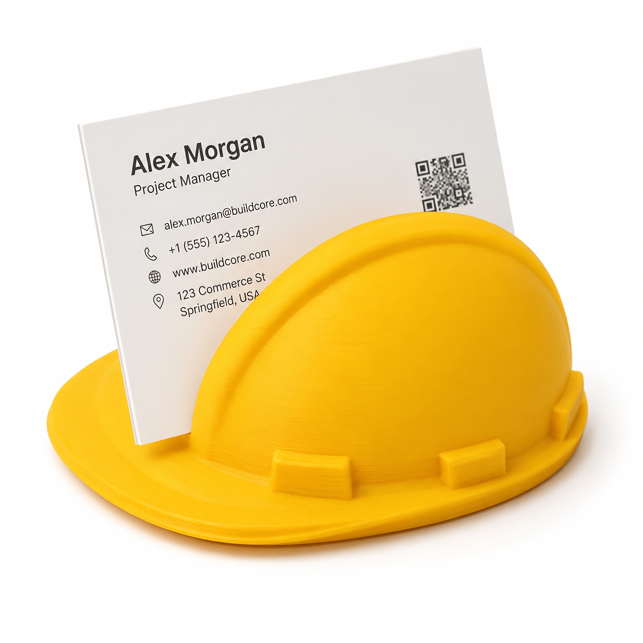 TEMU 3d Printed Yellow Hard Hat Business Card Holder, Creative And Civil Engineer Desktop Business Card Box, Modern Industrial Style Desk Organizer