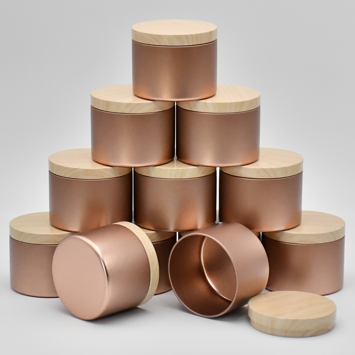 

Set Of 12 Champagne Gold Candle Tins With Lids For Candle Making - Iron Container 4oz And 8oz Combo Pack