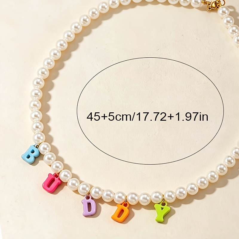 Custom Colorful Letter Bead Name Necklace, Unisex Gift