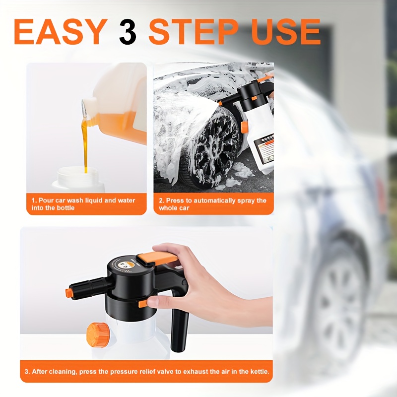 electric car wash foam spray can handheld high pressure cleaning gun 67 63 ounce electric foam kettle 70 wide angle spray multi functional large capacity with extra long suitable for car kitchen and home cleaning Product details 1