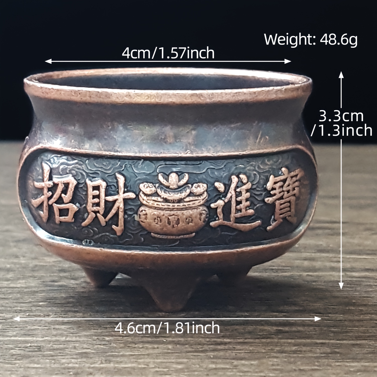 Image of 1pc Mini Alloy Incense Holder Vintage Bronze Metal Burner Relief Pattern Incense Holder Household Incense Stick Holder Desktop Shui Decoration Ornament Suitable For To Elders And , Housewarming