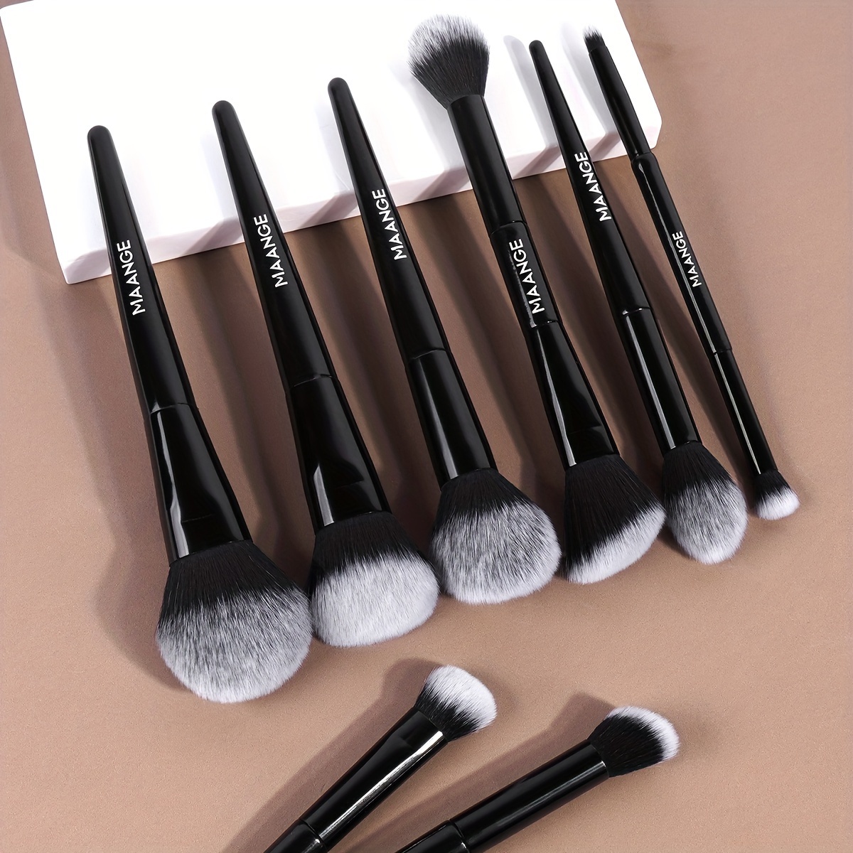 

Maange 8pcs Professional Makeup Set Included 2pcs Double-ended Brush&6pcs Brush, Contour Brush, Brush, Foundation Brush, Powder Brush, Eyebrow Brush, Carrying Set, Christmas Gift Set For Girl Women