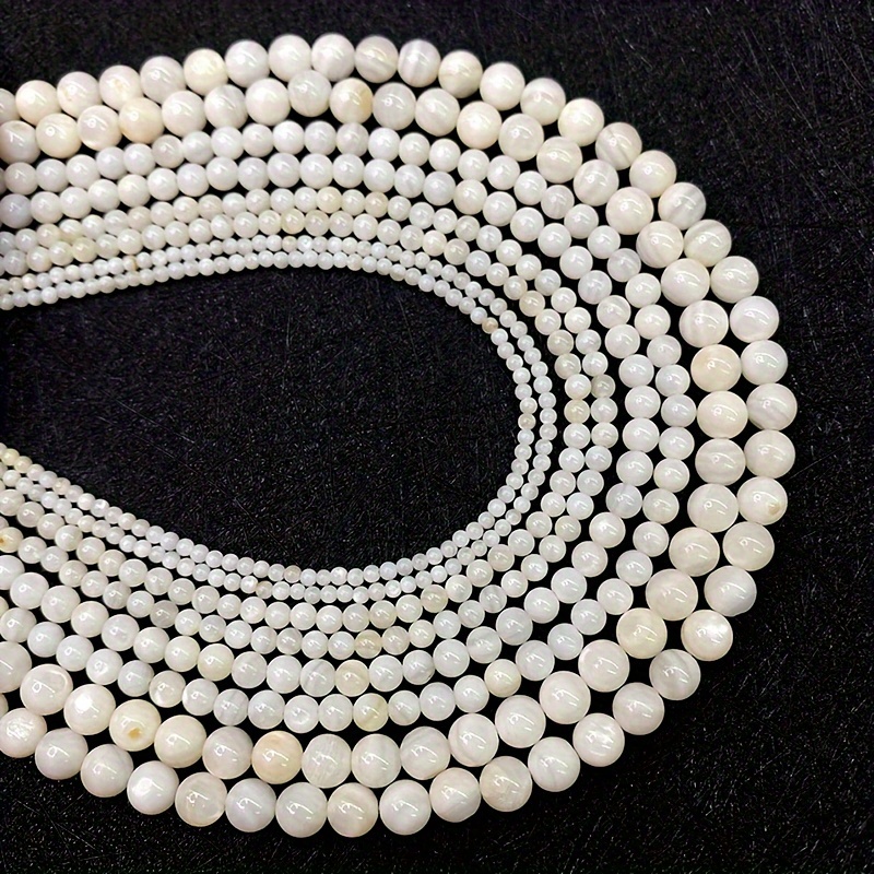 

1pc Natural Freshwater Shell Cowrie Loose Beads Strand, 3/4/5/6mm Round Beads, Suitable For Diy Jewelry Accessories