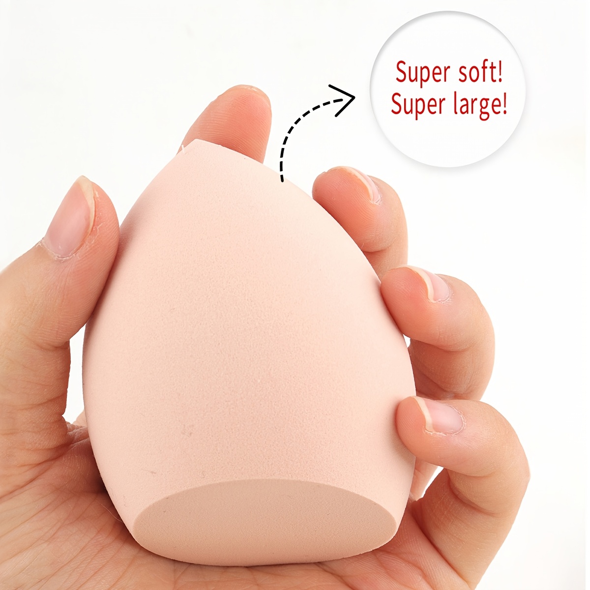 

1pc Oversized Makeup Sponge - , Flawless Application , Long- & Powder-saving, Hydrophilic Pu, Fragrance-free For Types, Wet Or Dry Use