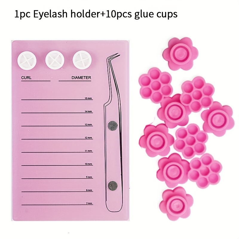 TEMU Magnetic Acrylic For Holding Eyelash Extensions, Featuring A Glue Pallet Cup And A Pad For False Eyelashes, Designed For Lash Makeup Applications