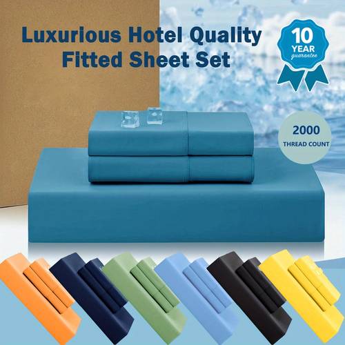 hotel quality fitted sheet set 2026 soft breathable cooling king queen single bed fitted sheet set 2000tc for deep pocket 14 36cm for hotel home dorm luxurious great gifts