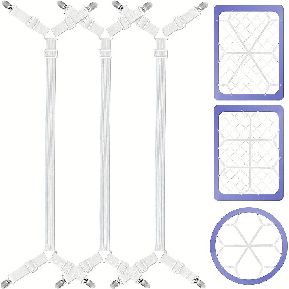 3pcs Bed Sheet Holder Straps, Ways Adjustable Crisscross Bed Sheet Clips, Elastic Suspenders Keeping Fitted Bedsheet In For Twin Queen , Bed Sheet Fasteners