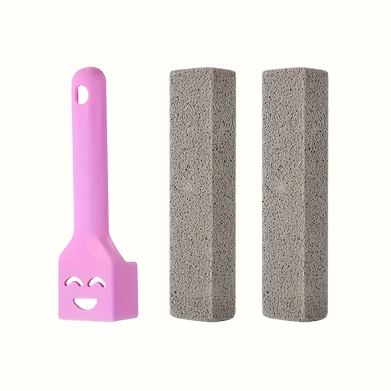 TEMU 3pcs (3pcs) Pumice Toilet & Bath Cleaning Brushes - Reusable Non-electric Hard Water Stain Remover Suitable For Bathroom, Pool, Shower, Bathtub,