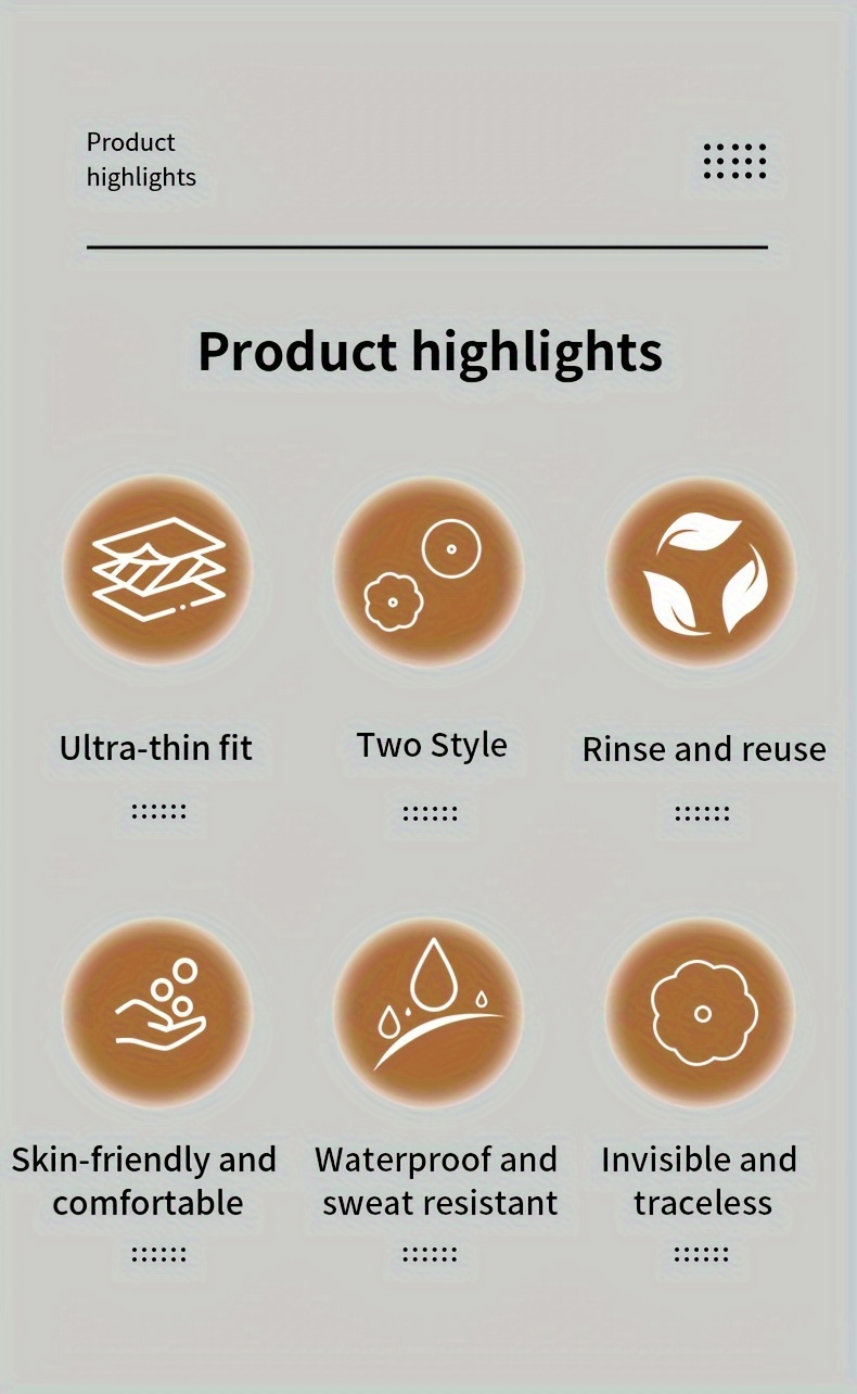 2/6/10pcs Reusable Silicone Nipple Covers, Seamless Invisible Self-Adhesive Anti-Bulge Nipple Stickers, Women's Underwear and Accessories