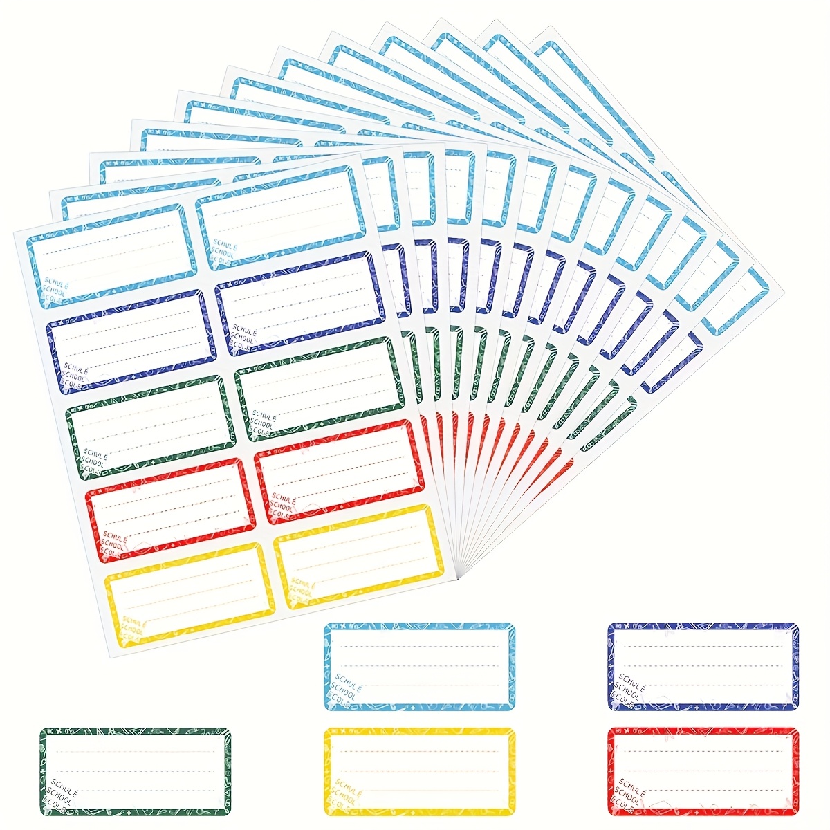 80pcs School Label Stickers, 5 Colors. Suitable For Schools, Homes, , Nursing Homes, And Other
