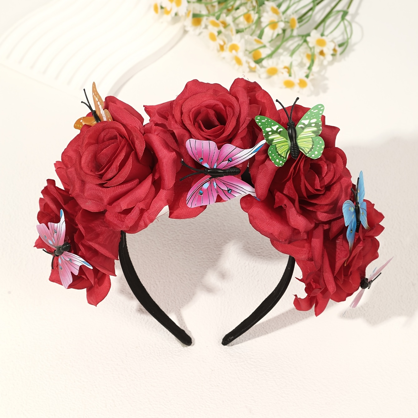 de aro con cabeza de rosa de, 1 pieza, con de multicolor, accesorio para disfraz de Halloween, o accesorio de…: retailer-supplied image