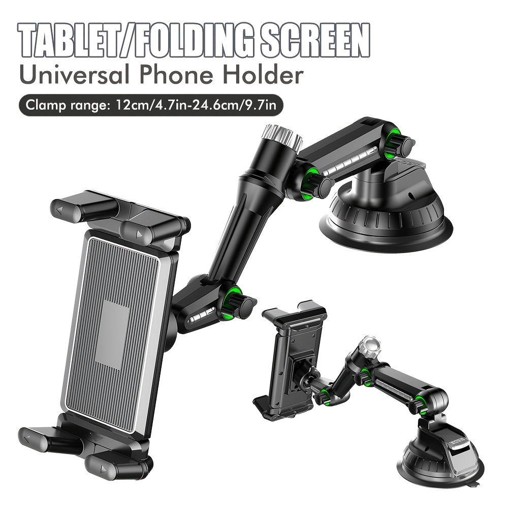 TEMU Car Tablet Holder, Large Size Folding Screen Phone Navigation Mount, Universal Car Suction Cup Center Console Ipad Holder Cell Phone Stand For