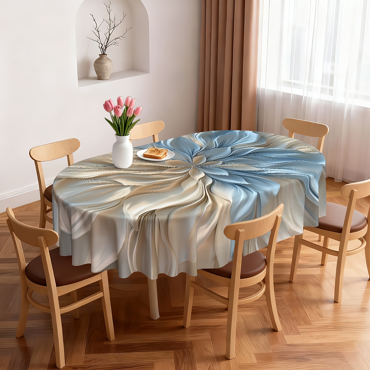 TEMU Nappe à floraux et avec motif , élégamment conçue pour tables rondes, carrées, rectangulaires ou ovales. En polyester, pour tables basses,