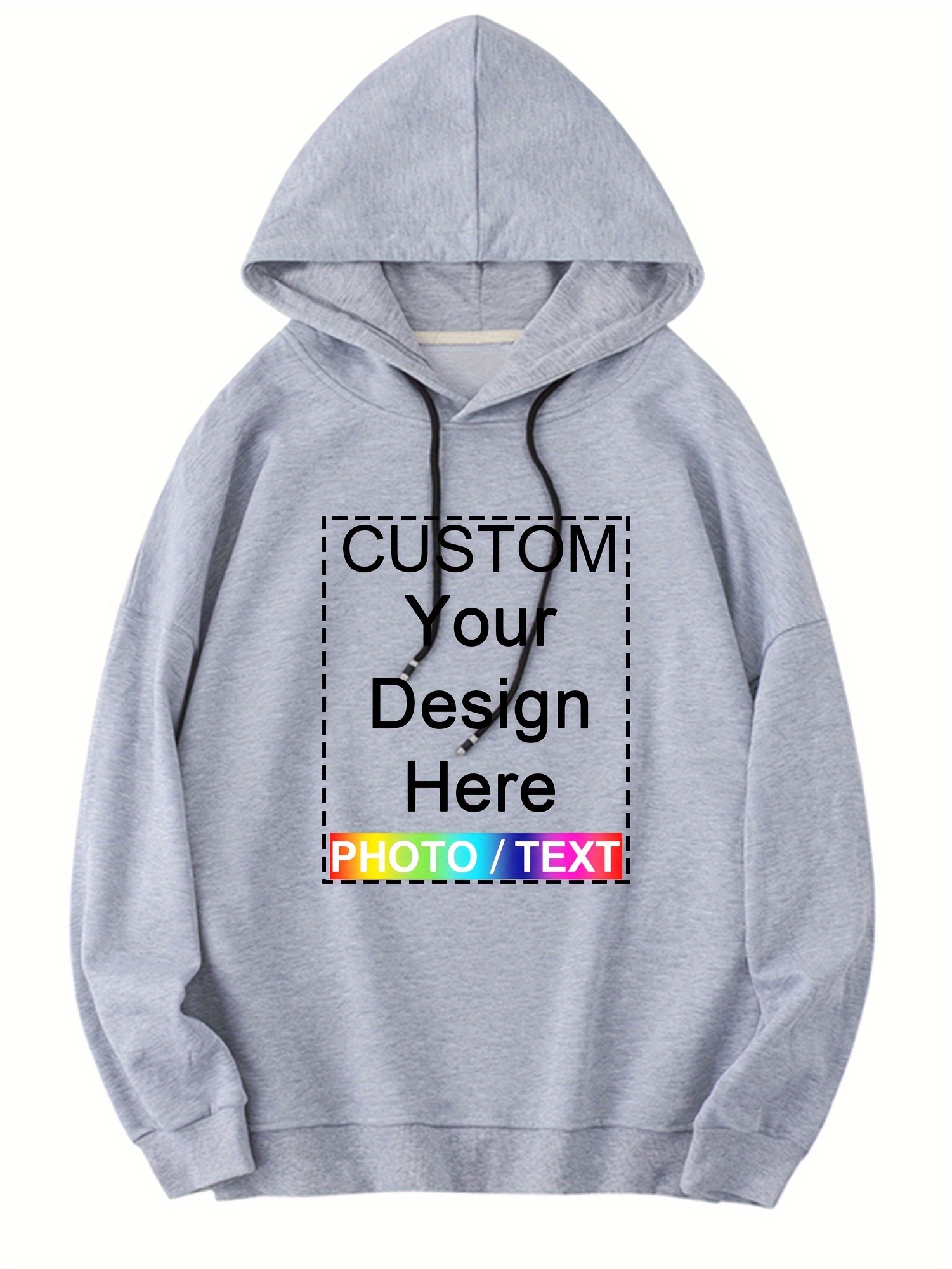 sudadera negra personalizable texto diseño aquí estampado Temu