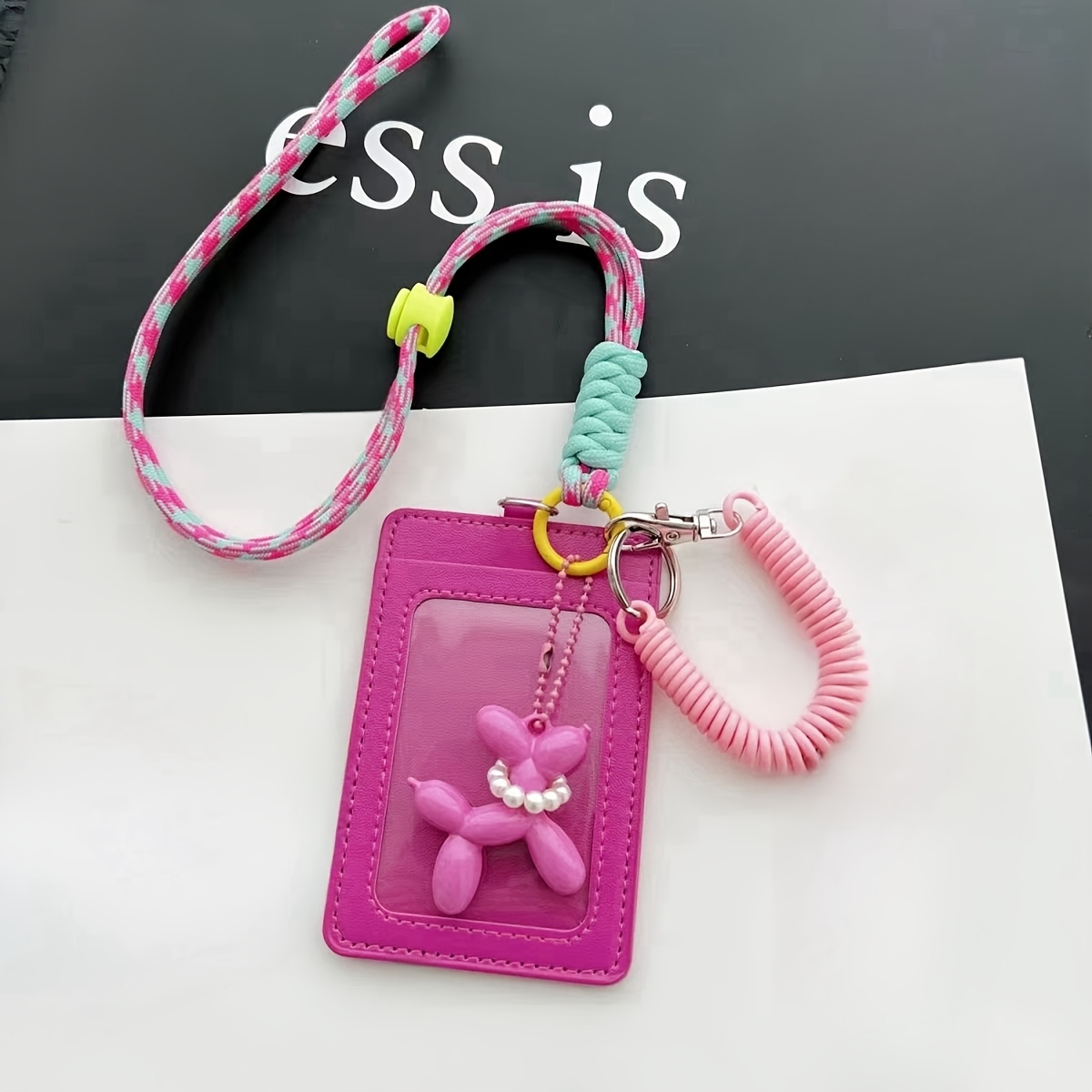 1pc Of Lanyard Card Holder Keychain - Vertical Style, Pu Card Holder Keychain, Pouch For Bus Cards, Meal Cards, Cards, And Work Ids